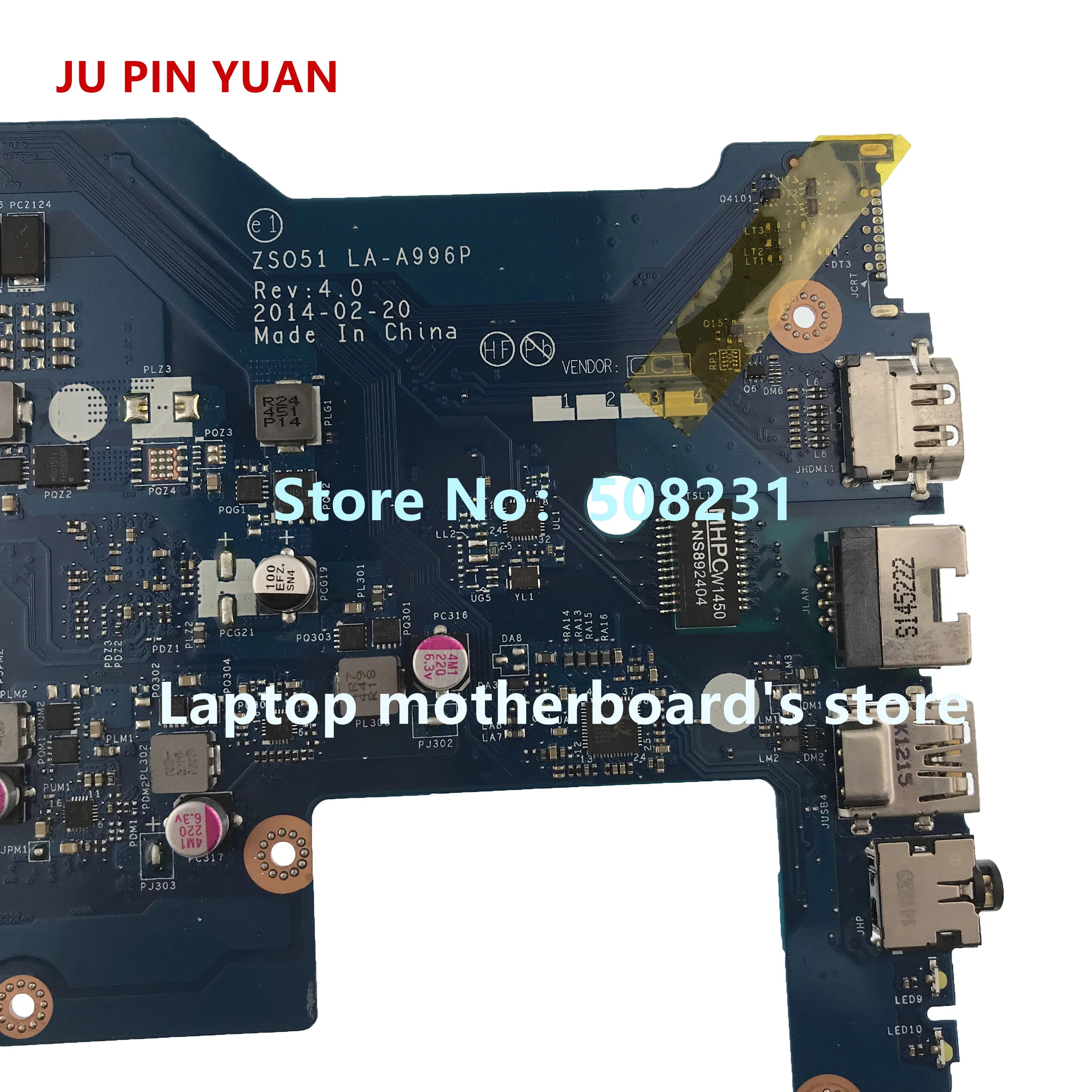 Материнская плата Ju pin yuan 764260-501 764260-001 для ноутбука HP 15-G ZS051 LA-A996P материнская A8-6410U