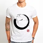 Футболка мужская с рисунком в традиционном китайском стиле, забавная белая Повседневная рубашка унисекс с акварельными чернилами, милым котом, лето