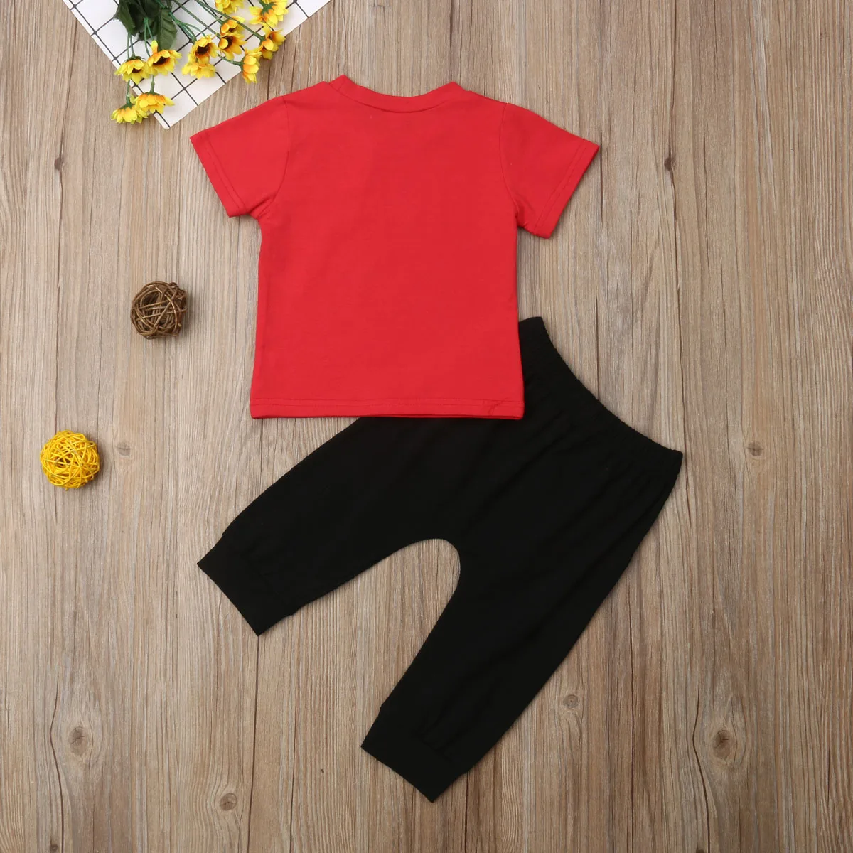 Emmababy 2019 Toddler Baby Boy Red Letter T-Shirt Tops Black Long Pants Leggings Cotton Outfits Set 0-4T | Детская одежда и обувь