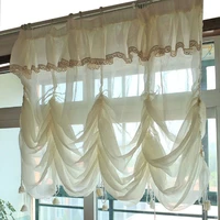 winlife creamy white balloon curtains sheer curtain lace ruffle tie up roman curtain valance