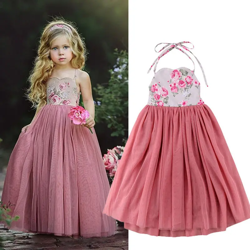 Pudcooc Girl Dress Kids Lace Flower Maxi Long Princess Party Dresses Gown Formal | Детская одежда и обувь