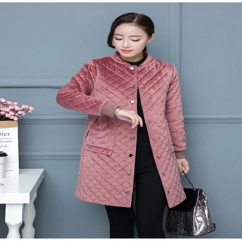 Gold Velvet Women Parkas New Autumn Winter Jacket Female Baseball Uniform Thick Coat Plus Size Outwears Casco Femminos | Женская одежда