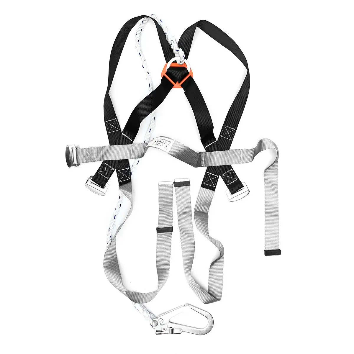 

100kg Load Full Body Harness Belt Safety Fall Protection Kit with Shock-absorbing Rope for Outdoor Rock Climbing Shoulder Strap