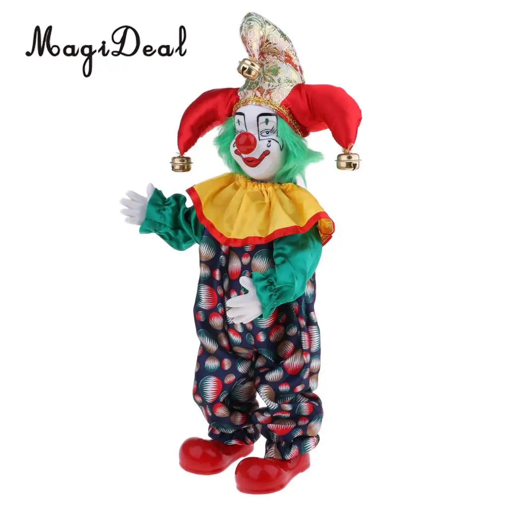 

38cm Lovely Porcelain Clown Make-up Doll Table Decoration Collectibles Kids Birthday Gifts Halloween Christmas Gifts