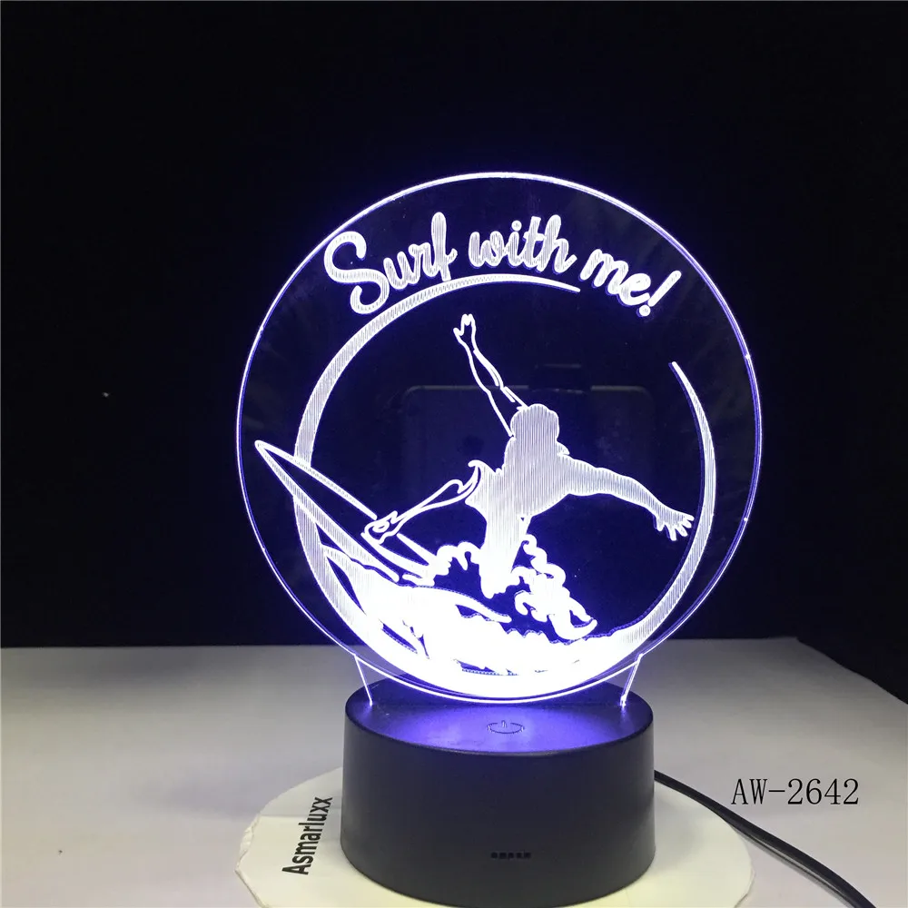 3D Usb градиентный светодиодный светильник для спальни настольная лампа 7 цветов