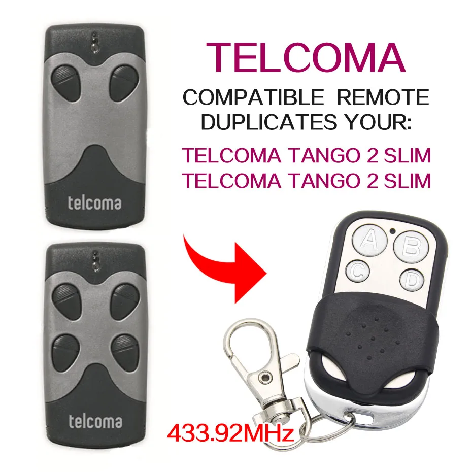 Пульт дистанционного управления TELCOMA TANGO 2 4 433 92 МГц для ворот гаража|Пульты ДУ| |
