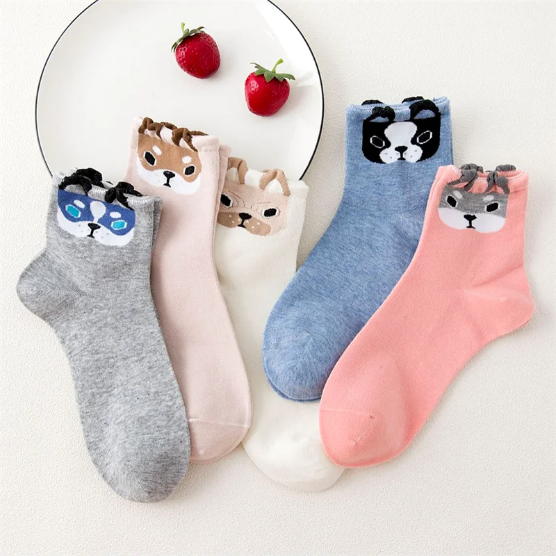 Модные короткие носки с героями мультфильмов и милыми собаками женские до