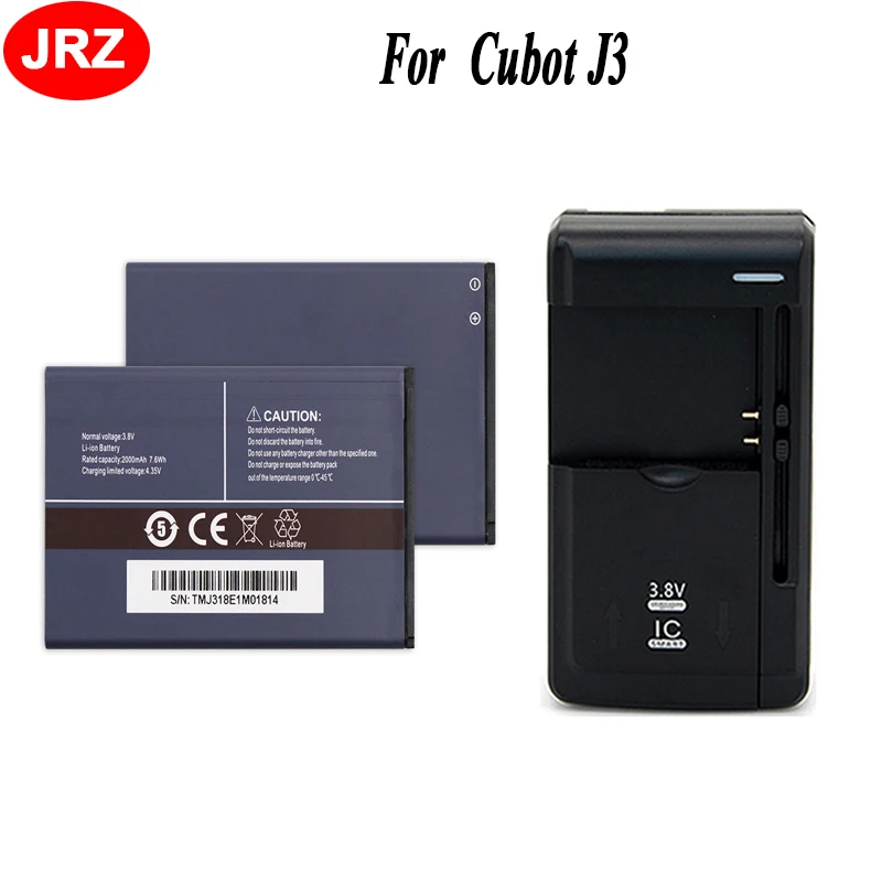 Лот = 2 шт. батарея + 1 зарядное устройство JRZ для телефона Cubot J3 аккумулятор 2000 мАч