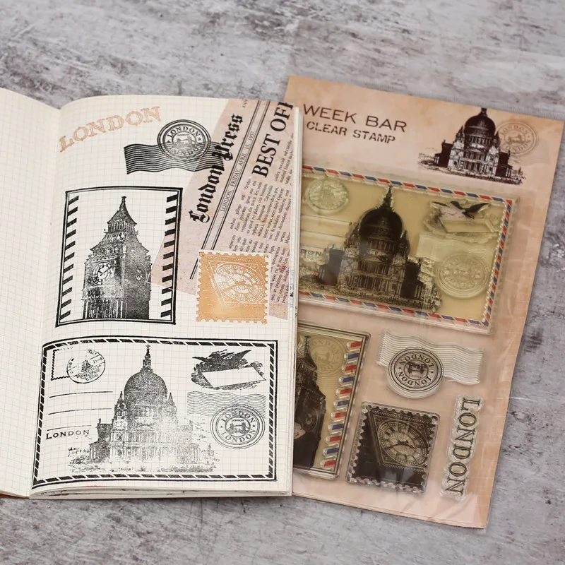 Clear Stamp London Postcard Airmail Stamps Craft Transparent Silicone For DIY Scrapbooking Decor Tools Card Making | Канцтовары для