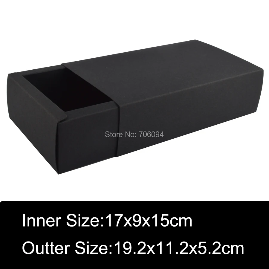 

20pcs 19.2x11.2x5.2cm Black drawer paper box handmade Black gift box,Wedding party box,custom box logo