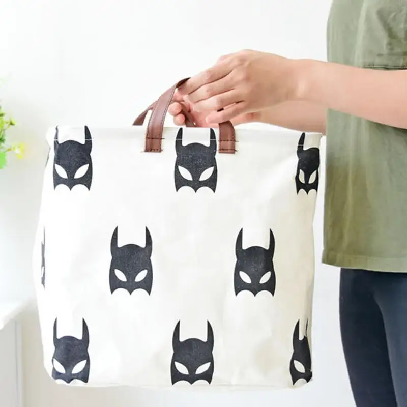 Корзина для хранения с рисунком кролика из мультфильма хлопка и льна складная