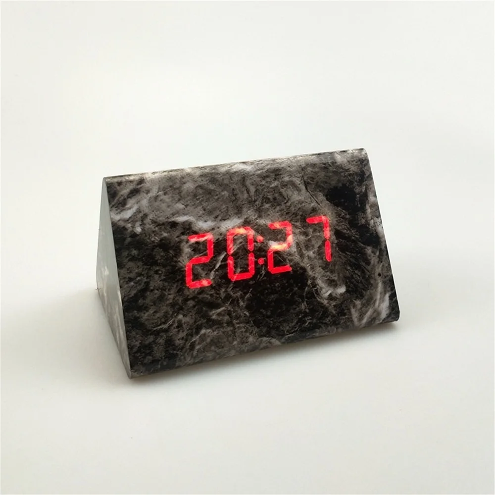 Мраморная текстура деревянные цифровые будильники Led Повтор для спальни