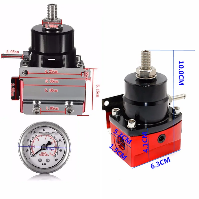 Регулируемый регулятор давления топлива Autos 160 PSI манометр AN6 фитинг и NPT
