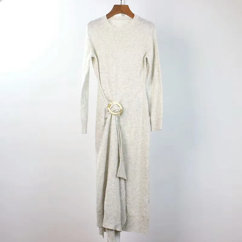 Женское вязаное шерстяное платье TWOTWINSTYLE Осеннее повседневное Макси с длинным