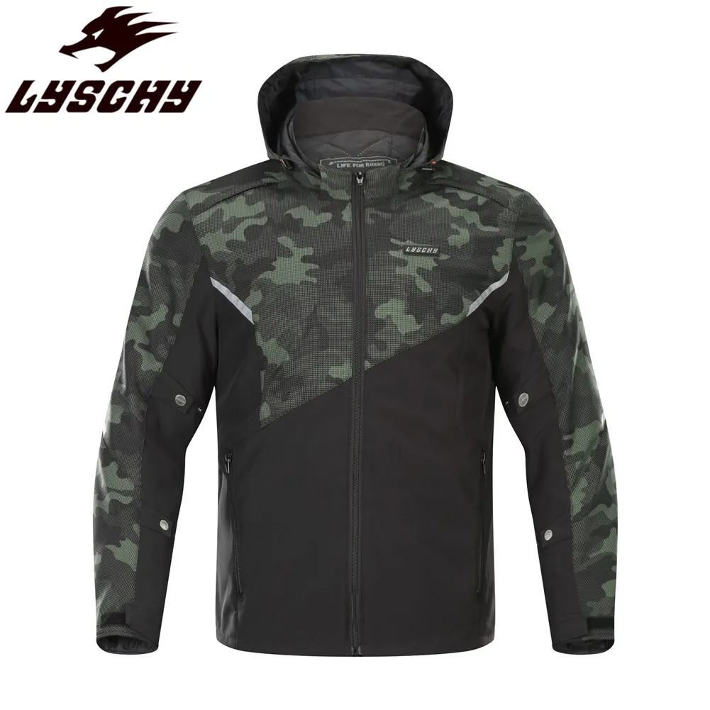 LYSCHY Мужская мотоциклетная куртка с капюшоном светоотражающее пальто для
