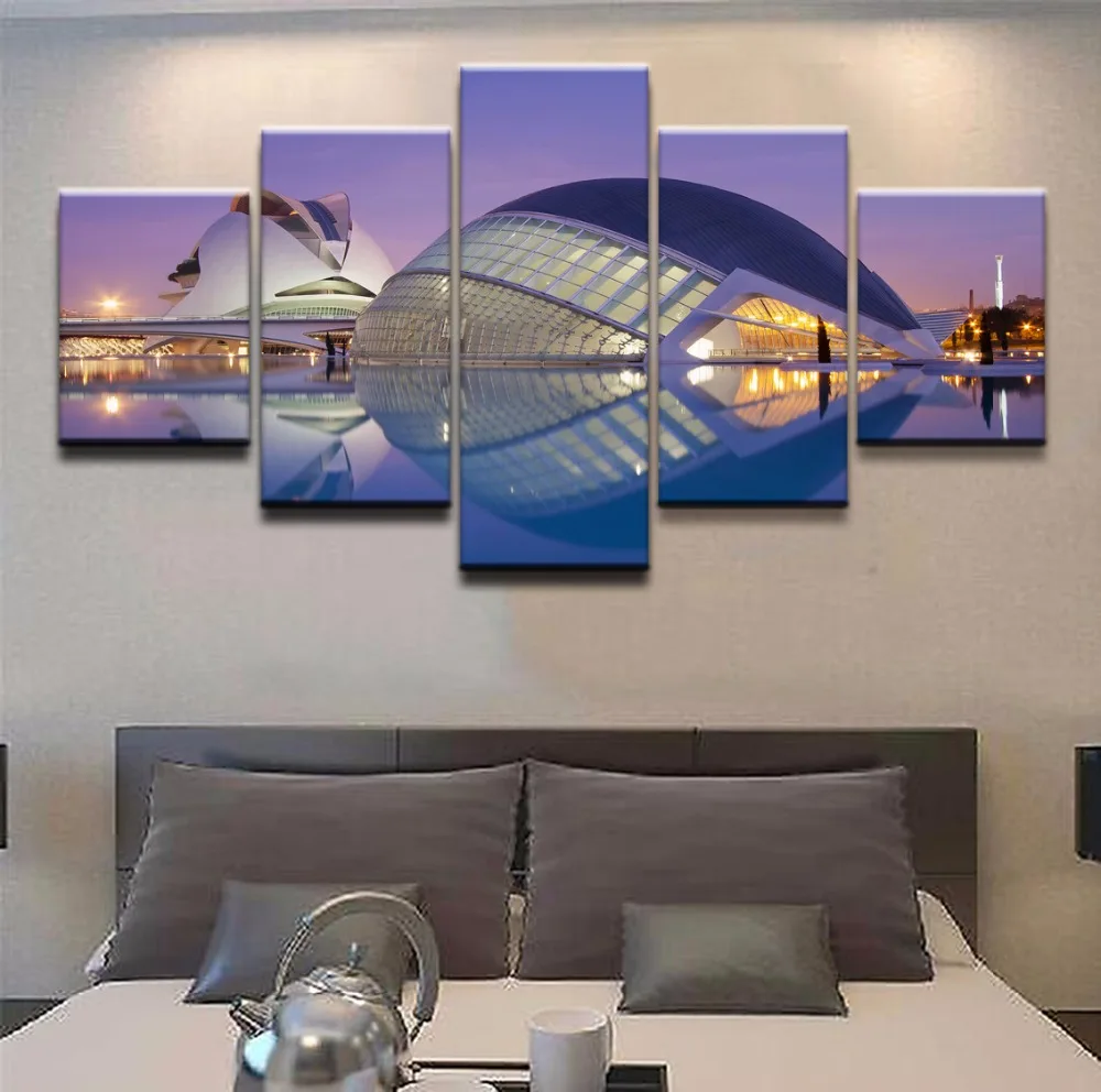 

Modular Canvas Print Picture Wall Art 5 Piece City of Arts and Sciences Spain Valencia Painting For Living Room Home Decor Frame