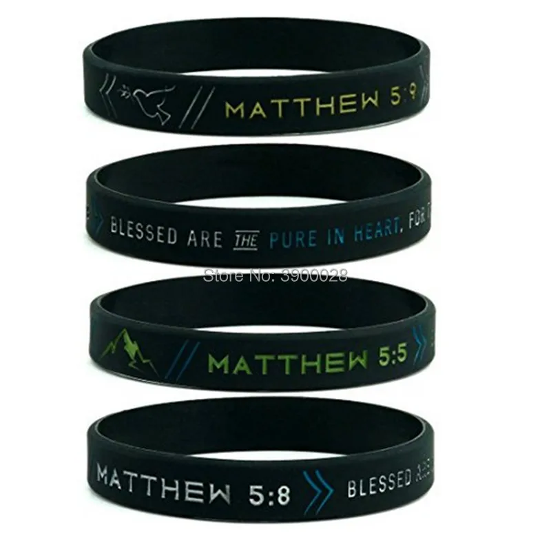100pcs Power of Faith Bible Verse Wristbands Black Silicone Bracelets for Men Women Christian Religious Jewelry Gifts | Украшения и