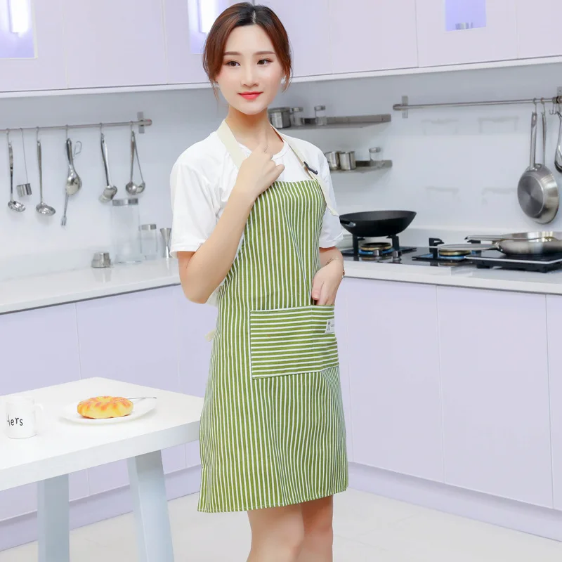 Kitchen Aprons FOR Women Cleaning Apron Lady Dress Restaurant Home Pocket Cooking Cotton Bib Dining Room Barbecue | Дом и сад