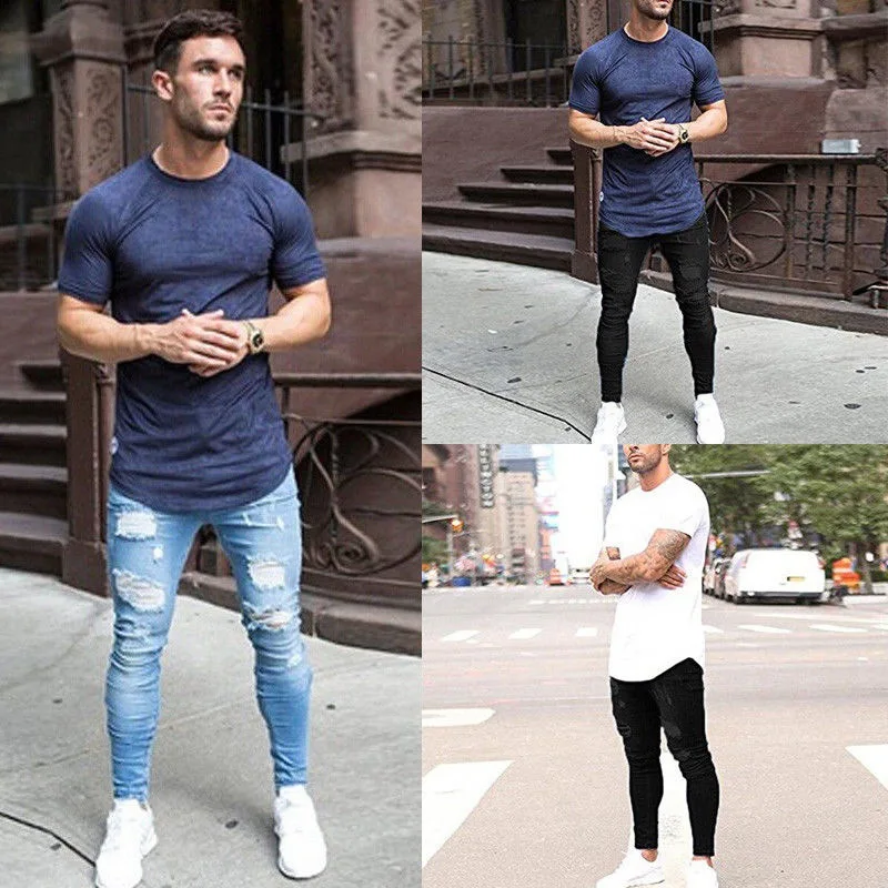 Мужские обтягивающие джинсы повседневные брюки 2018 черные Homme Стрейчевые узкие