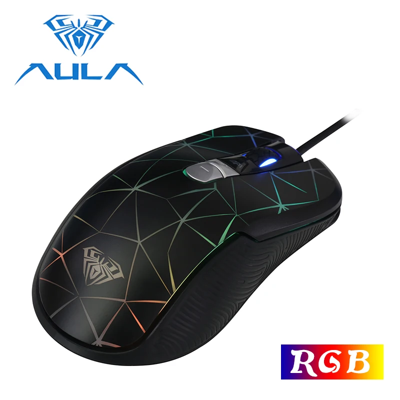 Игровая мышь AULA USB Проводная 2000DPI 7 кнопок RGB подсветка эргономичная для