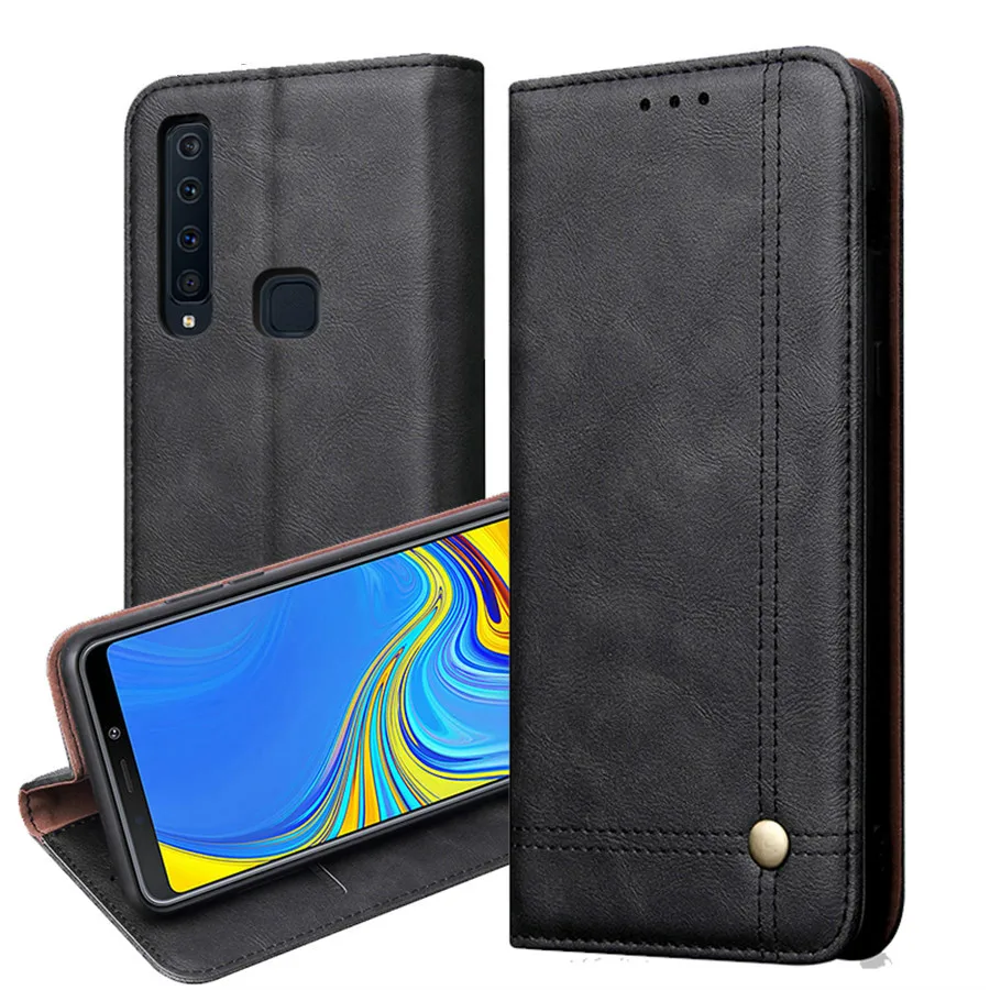 Роскошный кожаный бумажник чехол для samsung Galaxy A9 2018 Чехол подставка держатель карт