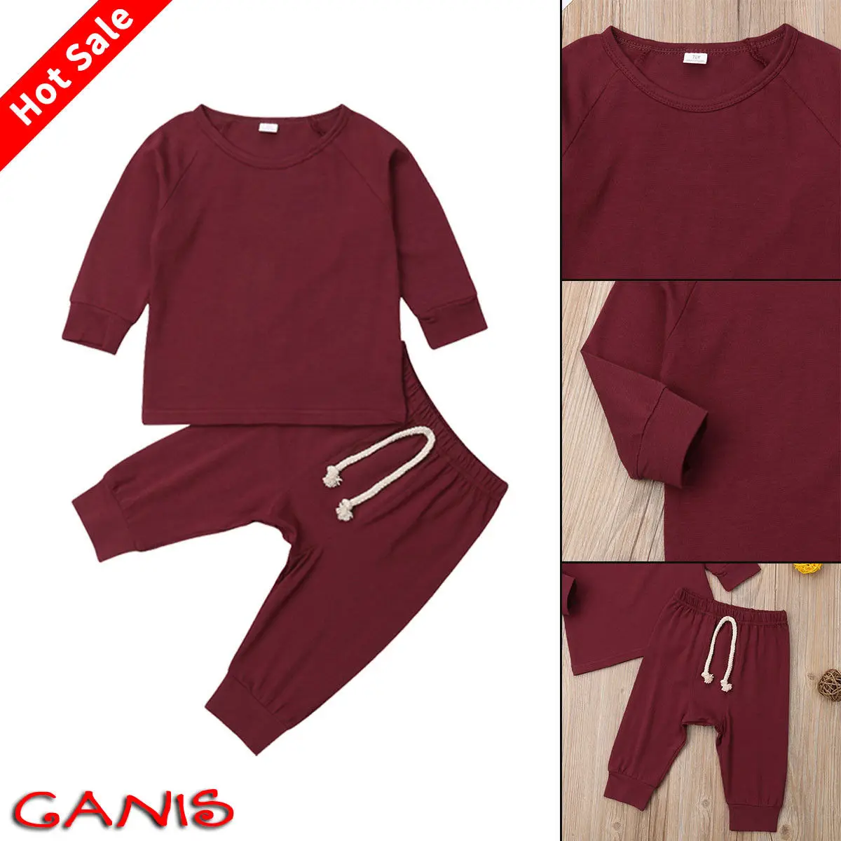 2019 New Cotton Baby Kids Newborn Pajamas PJs Sets Xmas Sleepwear Nightwear Casual Solid Long Sleeve Tops Pants Cloth Set |