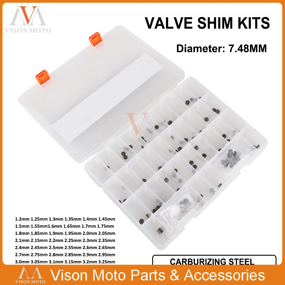 

Motorcycle Part 141Pcs 7.48mm Valve Shims Kit For Kawasaki Concours Eliminator 1000 ZG1000A ZL1000A ER6N KL250 KLX250R KLX300R