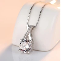 luxury silver color statement cubic zircon necklace pendants for woman girls jewellery