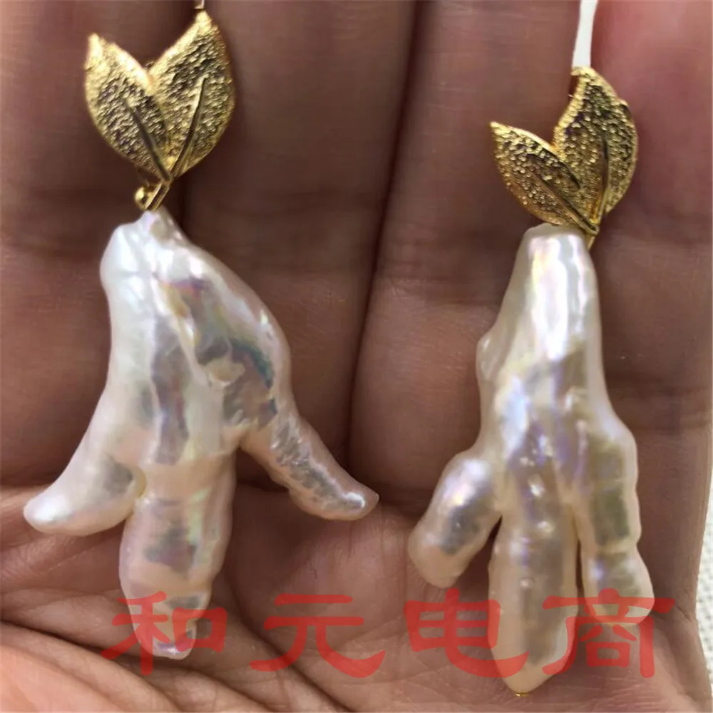 25-40 мм Огромный розовый барокко куриный коготь жемчужные серьги AAA Mesmerizing