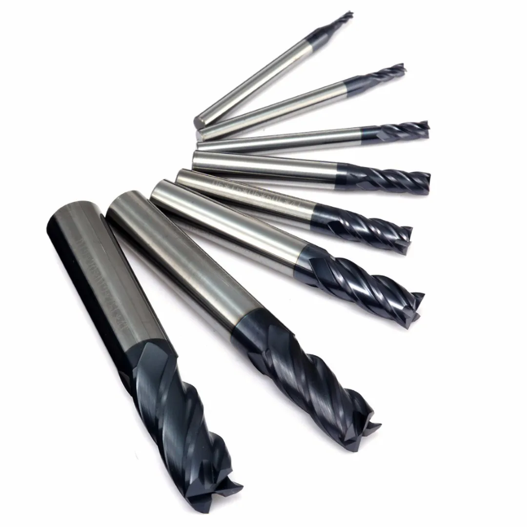 

4 Flute Solid Carbide End Mill 45 Degree End Mill 1/2/3/4/6/8/10/12mm Milling Cutter Tungsten Steel