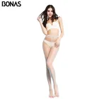 Женские ультратонкие бесшовные колготки BONAS, летние прозрачные колготки с открытым носком, колготки без швов