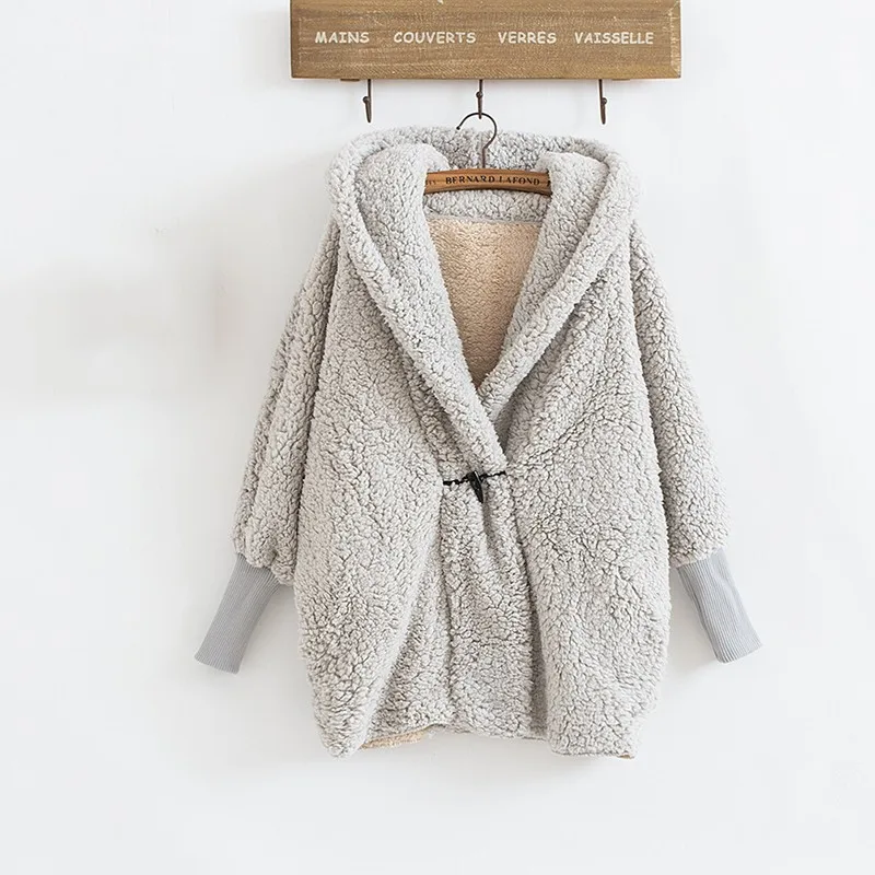 Зимнее женское пальто с капюшоном NINI WONDERLAND модные шерстяные свободные куртки