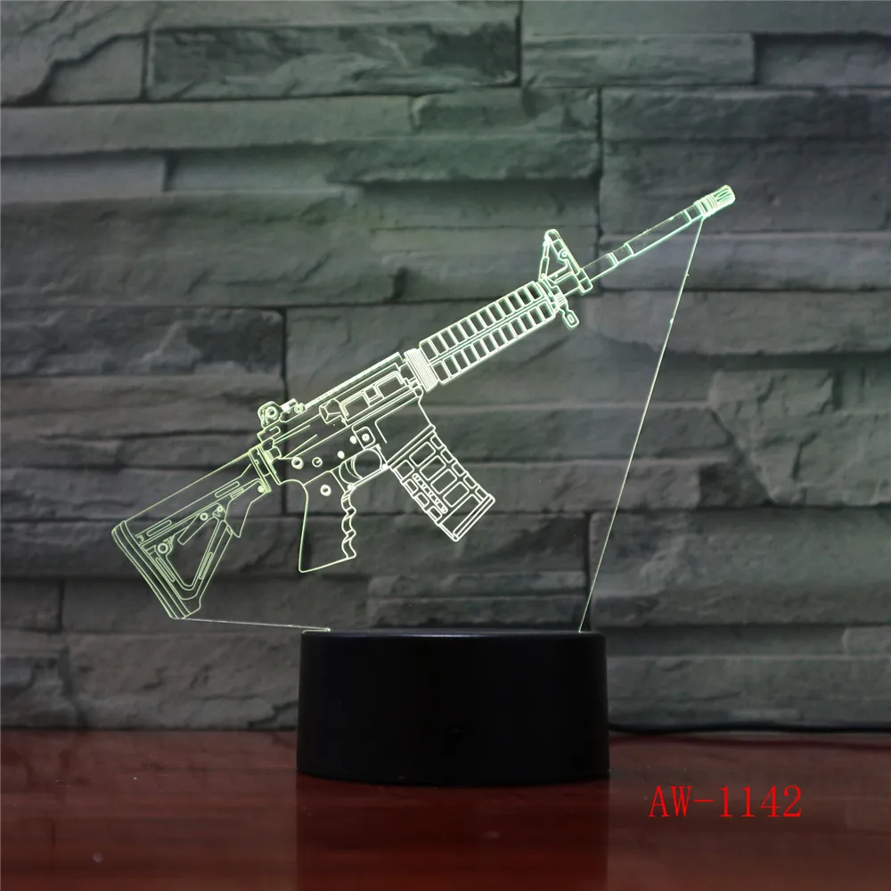 3D лампа для сна сменная AK47 атаки настроения декоративная защиты пистолета