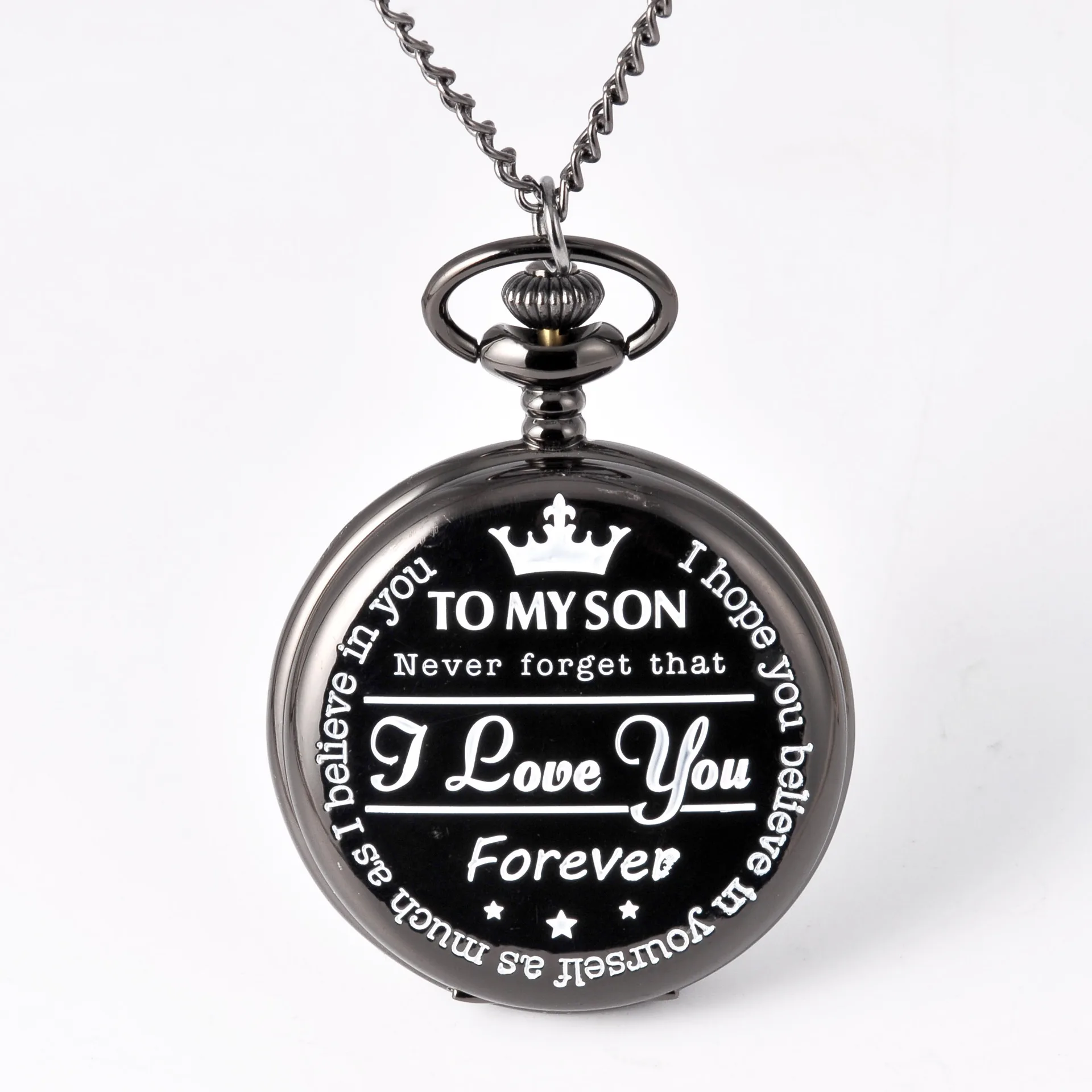 Черные карманные часы для моего сына ожерелье I Love You Forever кварцевые подарок