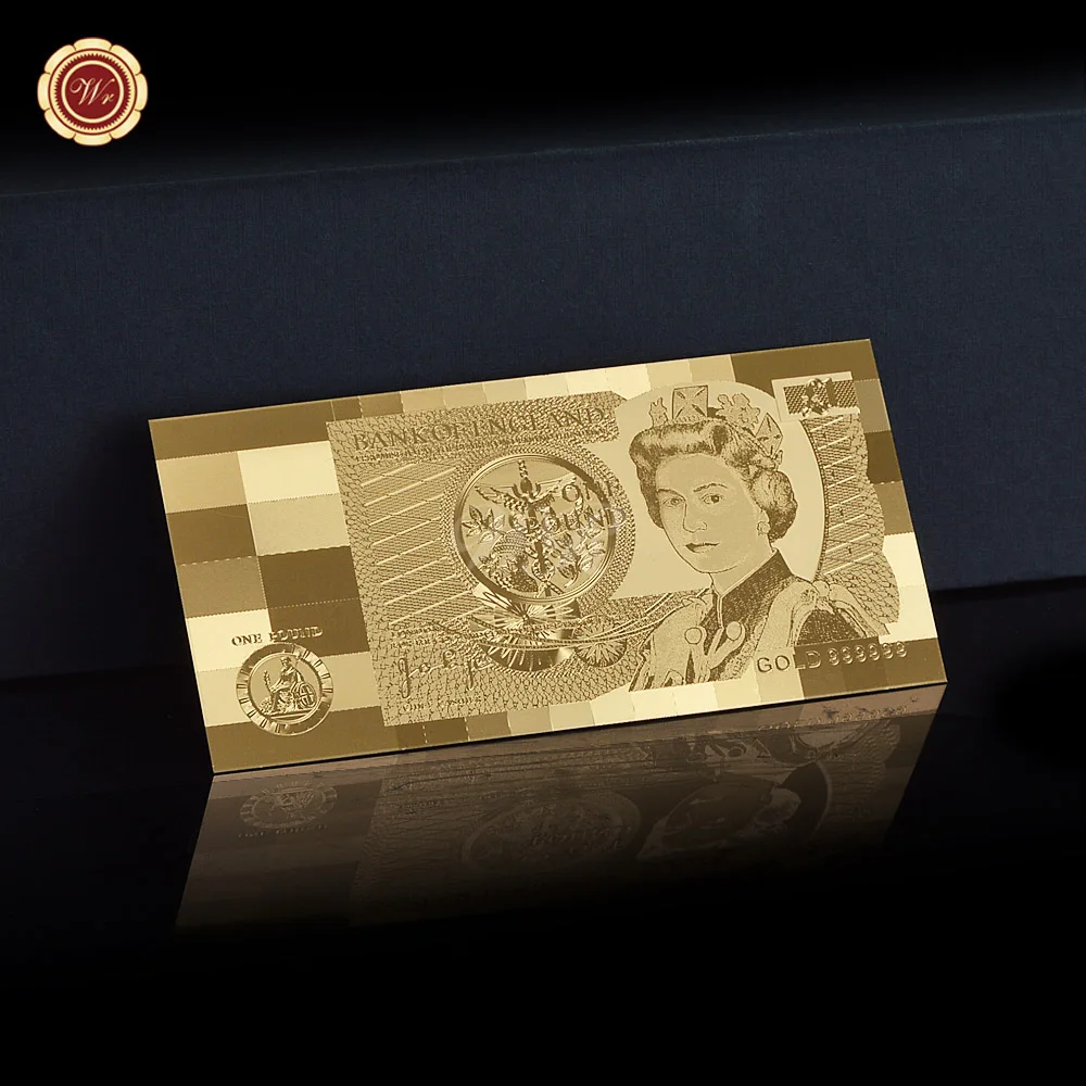Коллекция банкнот из золотой фольги 1970s Old Edition UK QEII 1 фунт Note 24k туристические