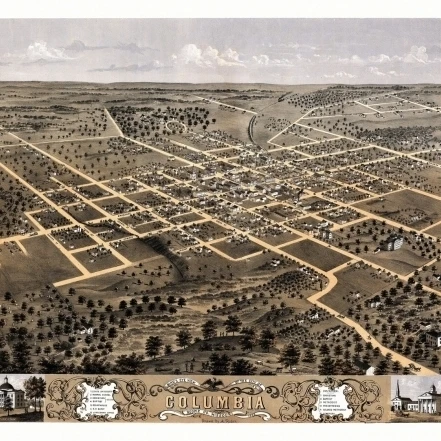Старая карта Колумбия Миссури 1869 Boone County Poster Print (24x36)|Таблички и знаки| |