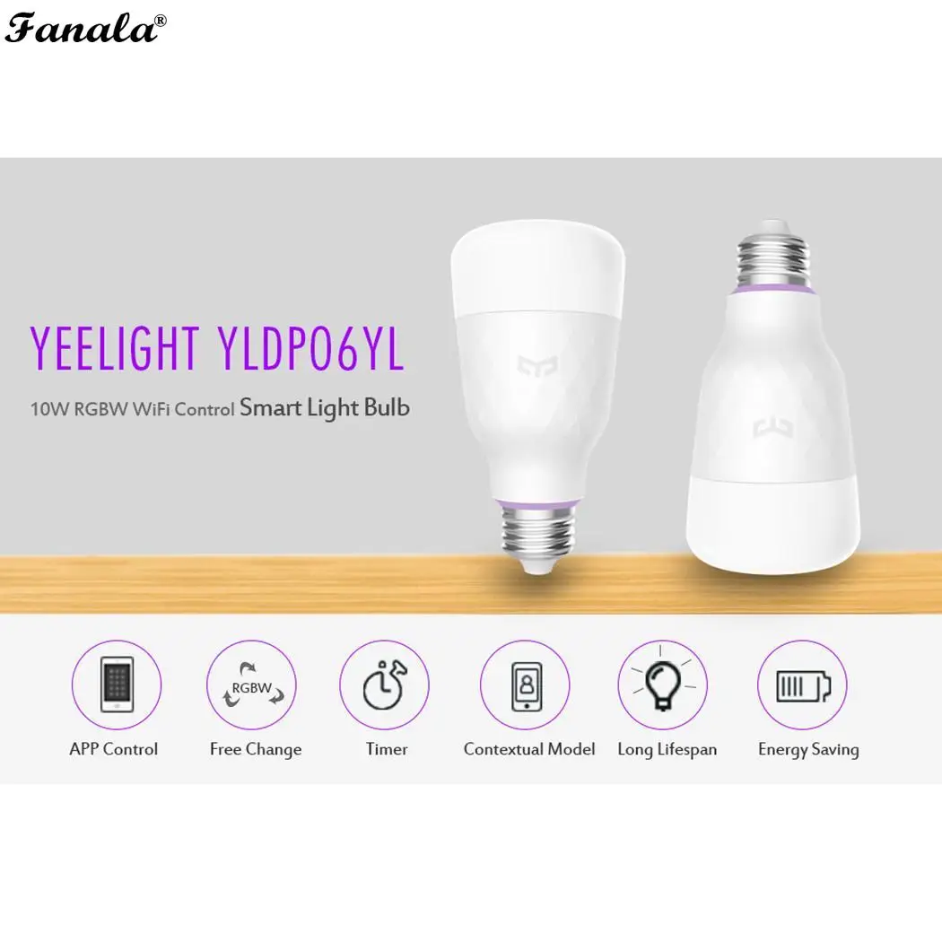 Умная Светодиодная лампа Xiaomi Yeelight цветная 800 люмен 10 Вт E27 лимонная умная для Mi Home