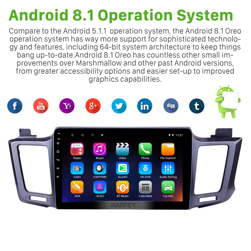 Harfey 10 1 &quotAndroid 9 0/8 Автомобильный GPS радио для 2013 2016 Toyota RAV4 2Din мультимедиа головное