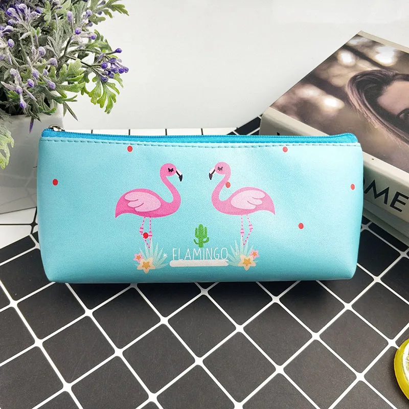 Милый чехол для карандашей с фламинго Kawaii PU единорог сумка мультяшная ручка