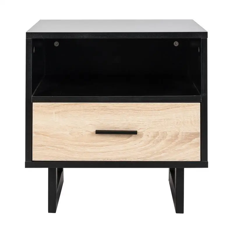 

High Qualit 1 Drawer Two-tier Bedside Cabinet Night Table Black Well-craft Drawer Cabinet Home Bedroom Bedside Table