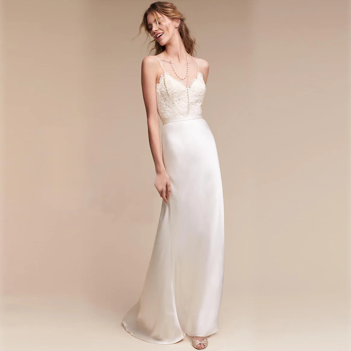 Vivian's Bridal летнее кружевное атласное пляжное свадебное платье сексуальное на