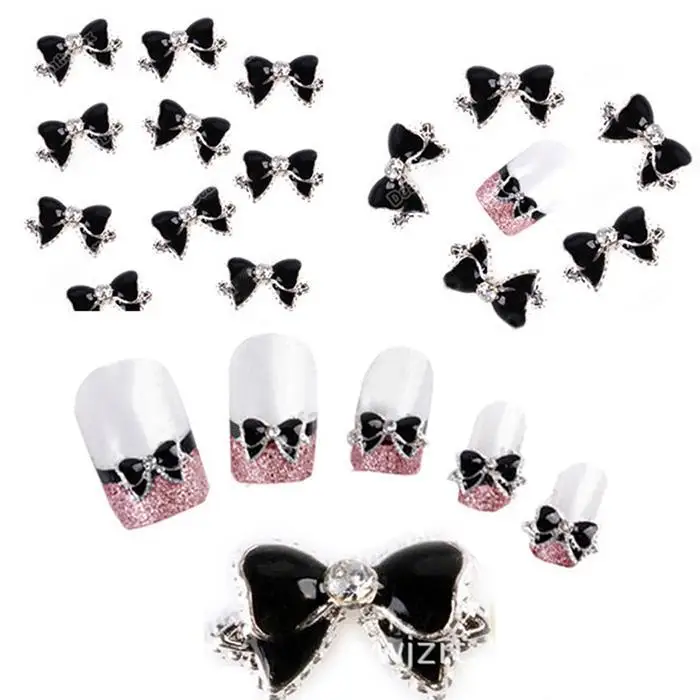 3D Shinny Butterfly временный Маникюр Nail Art черный розовый 1 Упаковка Наклейка | Красота и