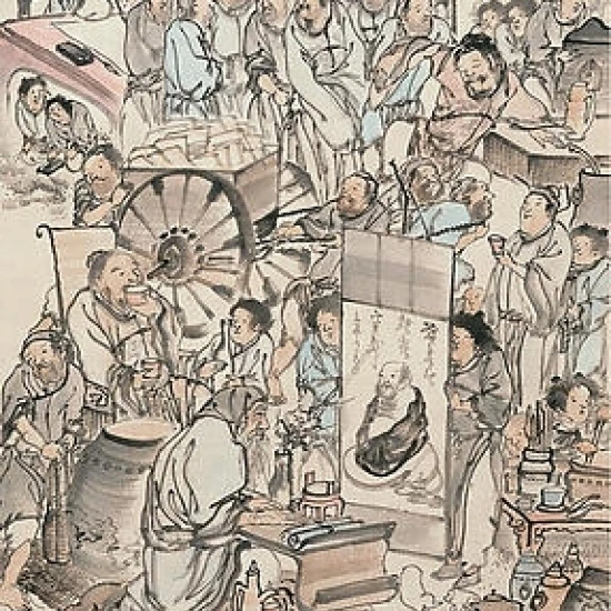 Питьевой фестиваль Восемь Бессмертных плакат печать Nagasawa Rosetsu (японский 1754 &quot1799)