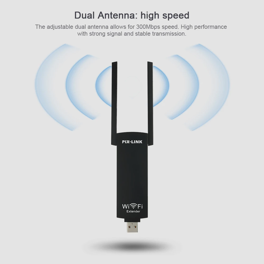 PIX LINK USB Wi Fi Range Extender беспроводной Wifi ретранслятор двойная антенна WiFi усилитель