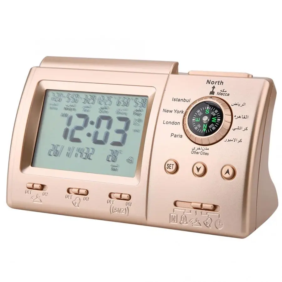 Цифровой исламский будильник молитва LCD азан часы время напоминание