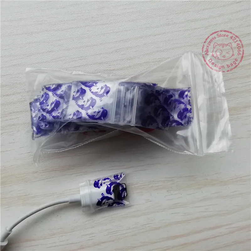 5858 фиолетовый Дельфин дизайн мини сумки Ziplock 100 шт микро пластиковые пакеты с