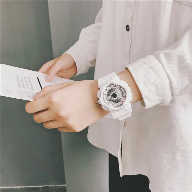 Ulzzang многофункциональные электронные спортивные часы для мужчин и женщин, водонепроницаемые силиконовые студенческие часы, женские наручн... (art.: 7aeda1fec) - 7aeda1fec