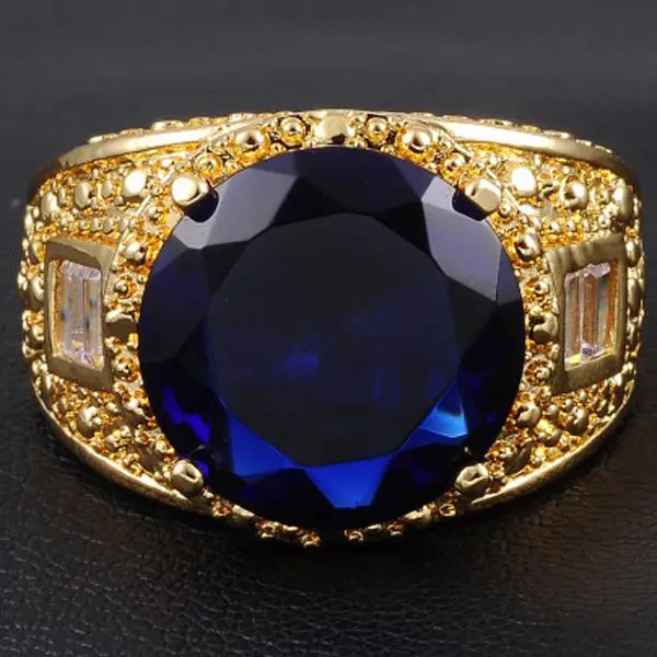 

Fashion Size 9-13 Deluxe Men's Jewelry 15ct Blue Zircon Ring Gift Ring Wedding Engagement Band Ring Jewelry