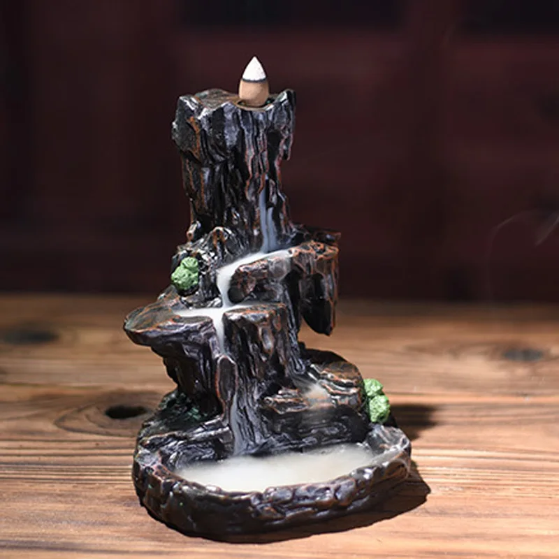 1 шт. абсолютно новая смола в форме горы дым водопад задний поток ладан горелка