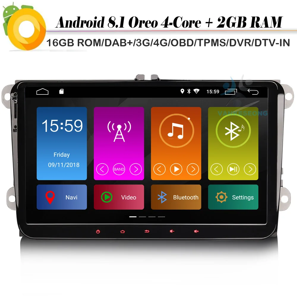 9 &quotDAB + Android 8 1 Авторадио СБ Navi WiFi 4G GPS DVR OBD Автомобильный мультимедийный плеер для